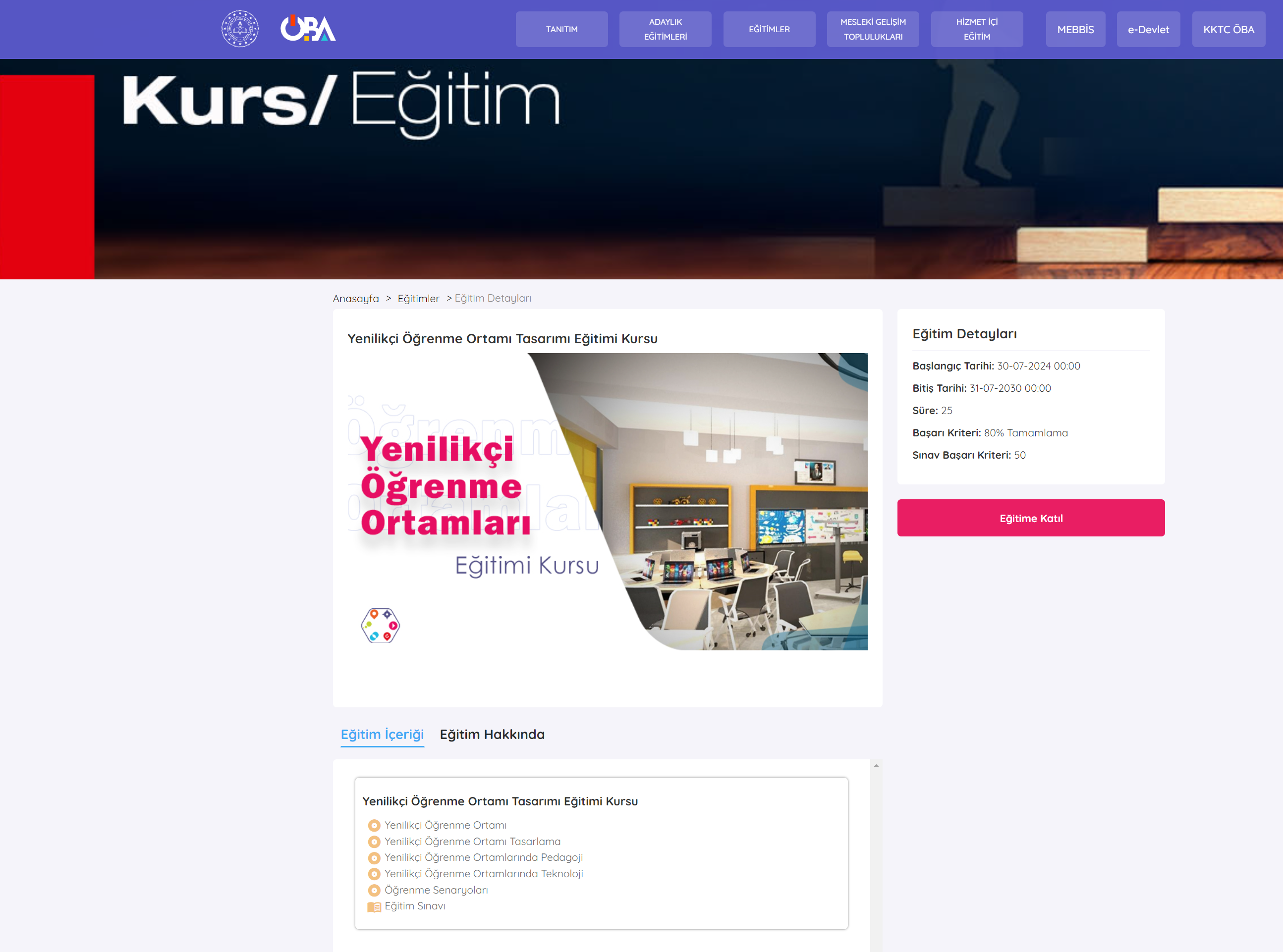 Yenilikçi Öğrenme Ortamı Tasarımı Kursu ÖBA’da Yayında